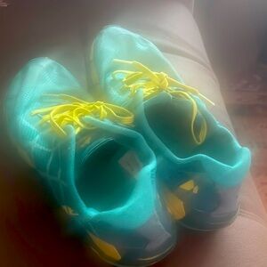 Teal and Yellow Athletic Shoes merrill sneakers